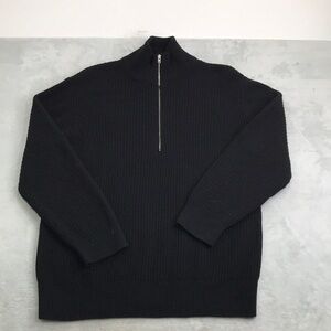 Closed Men's 1/4 Zip Ribbed Sweater Black Size XXL